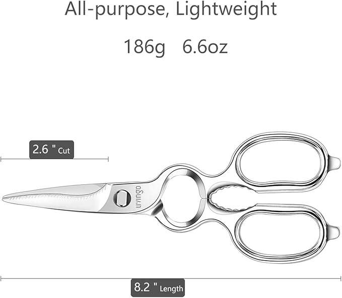 LIVINGO Kitchen Forged Shears Heavy Duty Come Apart Ultra Sharp Multi-function Stainless Steel Scissors Bottle Opener, Nut Cracker 8.5 inch - Bloomnest