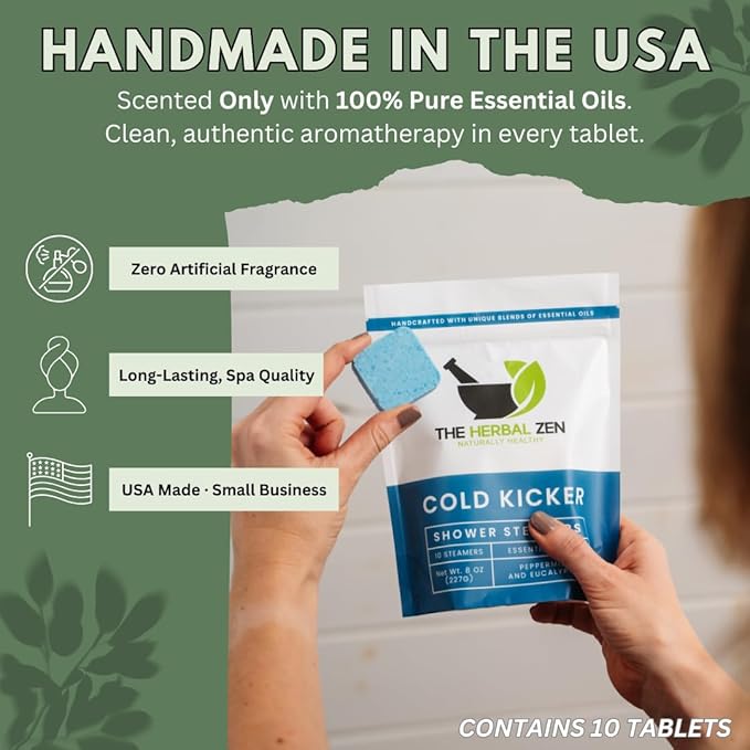 Cold Kicker Shower Steamers Aromatherapy for Sinus Relief - USA Made - Peppermint & Eucalyptus Shower Bomb Tablets – Self Care Gifts for Women and Men – Soothing Natural Essential Oils (20 Pack) - Bloomnest