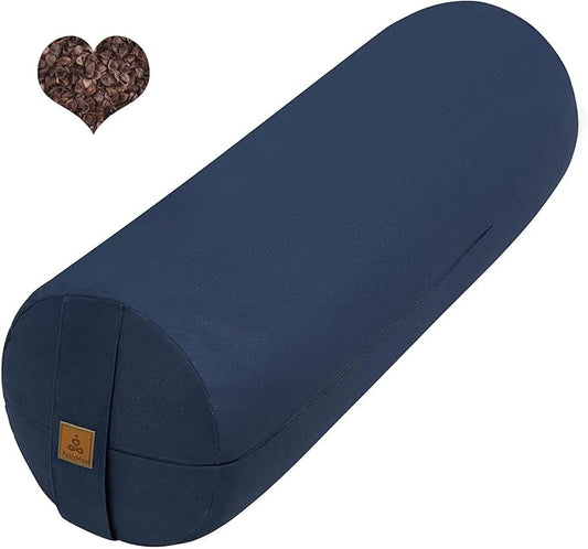 Organic Buckwheat Bolster(24X9 in) Yoga Bolster Supportive Yoga Cushion for Restorative Yoga Accessories Meditation Pillow Reading Pillow Floor Pillow Large Round Cylinder - Bloomnest