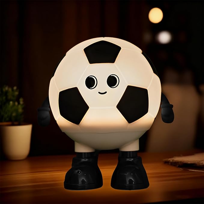 Cute Soccer Ball Fun Night Light - Dimmable RGB Touch Control Lamp, USB-C Rechargeable, Stress Relief Toy for Sports Fans, Home Decor and Gift - Bloomnest