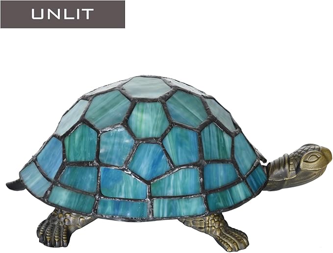 A0019 Turtle Tiffany Style Accent Table Lamp Handmade Stained Glass Animal Night Light for Bedside Livingroom Bedroom Home Decoration - Bloomnest