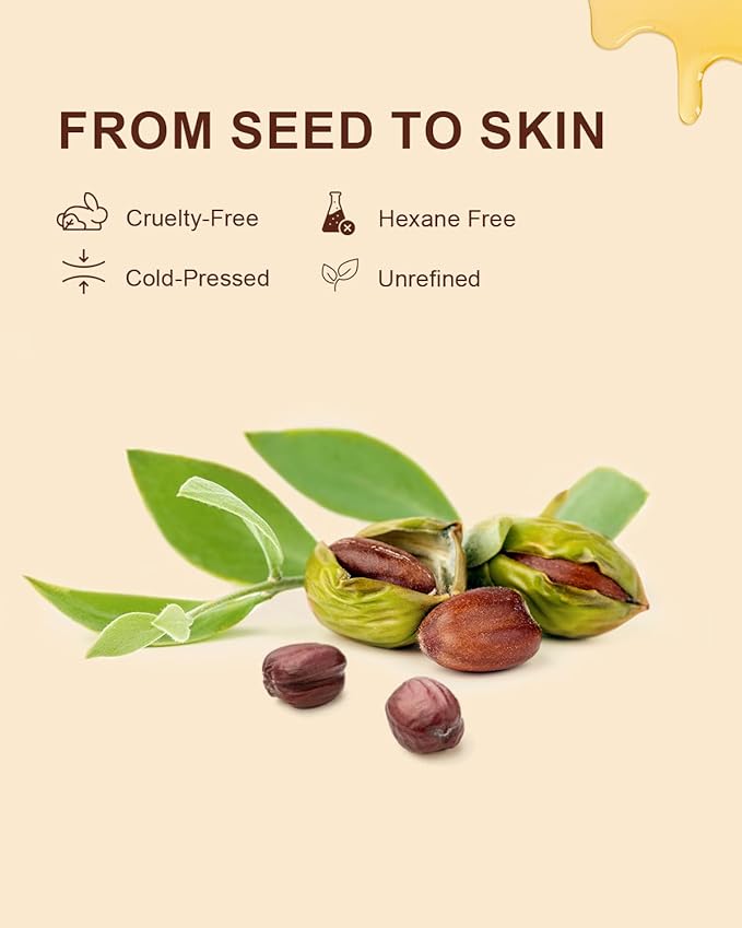 USDA Organic Jojoba Oil Cold Pressed 8 fl oz, 100% Pure & Natural Unrefined Jojoba Oil for Face Hair & Skin Massage, Hexane Free, Deeply Moisturizing Body Carrier oils Multi-Purpose Serum - Bloomnest