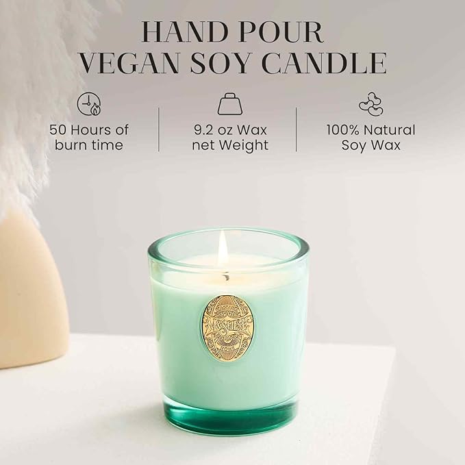 M&SENSE Natural Aromatherapy Soy Candle | Eucalyptus Mint & Blue | 9.2 oz, 50H Burn Time | Luxury Scented Candle for Relaxation, Gifting, Home Décor | Ideal for Bedroom, Office, Party Ambiance - Bloomnest