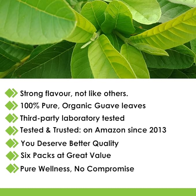Herbal Goodness Guava Leaf Tea - 6 Packs | Herbal Tea for Natural Digestive & Immune Support - Hojas De Guayaba Organica for Heart-Healthy | Organic, Non-GMO, Caffeine-Free Antioxidant Wellness Tea - Bloomnest