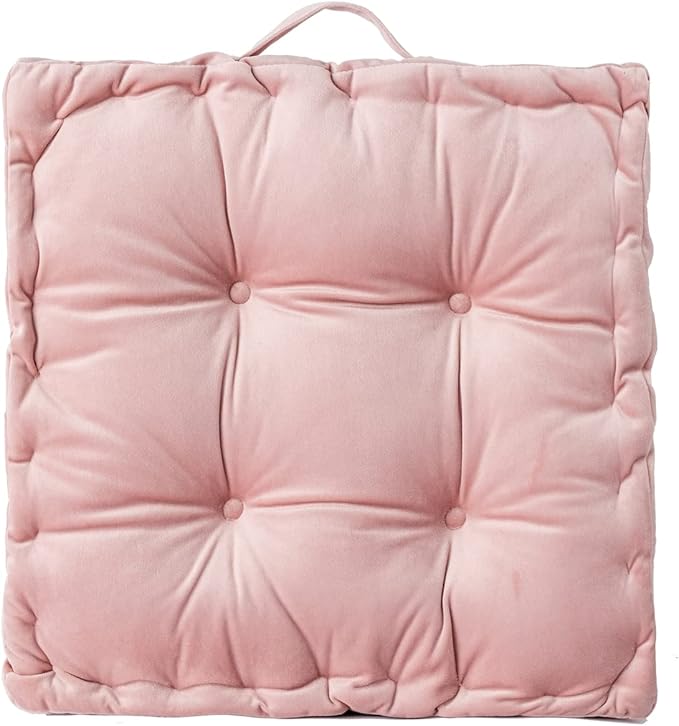 Square Floor Cushion, 15" Soft Velvet Floor Seating Pillow Cushion with Handle Thicken Decorative Floor Pillow Cushion for Yoga Living Room Balcony Outdoor Bedroom Tatami, Pink - Bloomnest