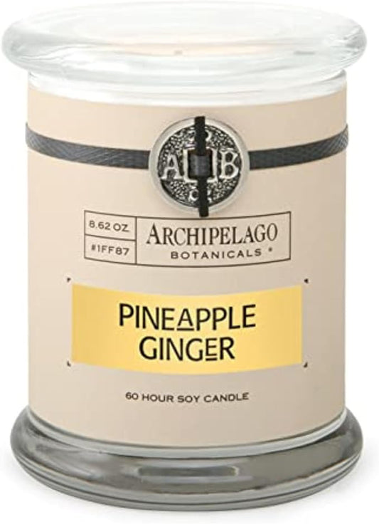 Archipelago Botanicals Scented Candle Hand-Poured Premium Wax, Burns Approx. 60 Hours, Pineapple Ginger, Soy Candle in Glass Jar, 4.5 Inch, 8.6 oz - Bloomnest
