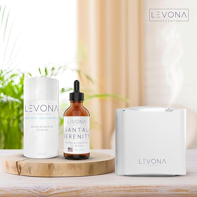 Levona Scent Santal Serenity Essential Oil: Notes of Sandalwood, Papyrus & Amber - Essential Oils for Hotel, Home and Office - Fragrance Oil for diffusers & Humidifiers - Home Luxury Scents-120 Ml LEVONASCENT