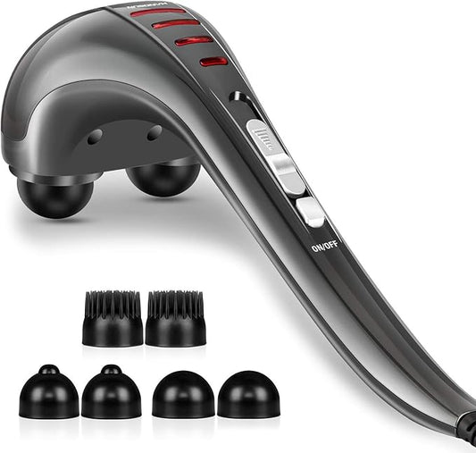 HANGSUN Handheld Neck Back Massager for Pain Relief Deep Tissue, Electric Double Head Percussion Massage MG460 for Shoulder, Leg, Foot, Muscles, Full Body - Bloomnest