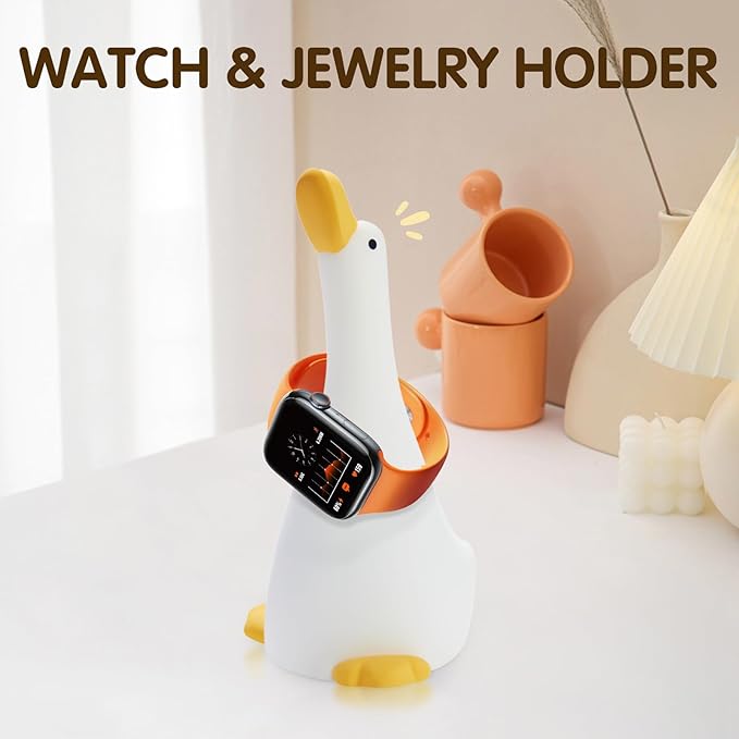 Duck Night Light Silicone Cute Dorm Bedroom Home Decor Night Light for Breastfeeding Squishy Duck Nightlight Cordless Rechargeable Dimmable Touch Fun Bedside Desk Lamp for Christmas Gifts (Dream Duck) - Bloomnest