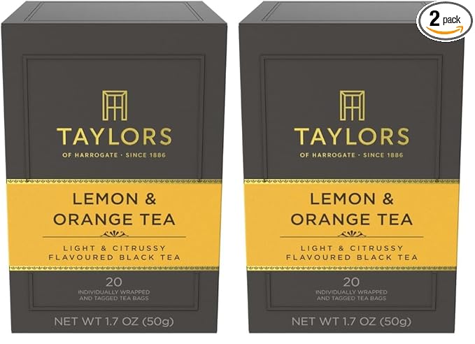 Taylors of Harrogate Lemon & Orange Black Teabags, 20 Teabags (Pack of 2) - Bloomnest