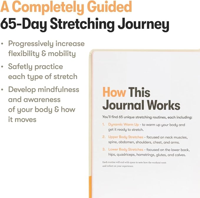 The Stretching Sidekick Journal by Habit Nest. Guided Stretching Routines to Keep You Flexible, Energized, and Live Comfortably. 66 Stretching Routines that only take 15-20 mins a day. Turn Motivation - Bloomnest