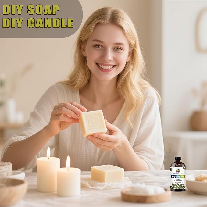 Cypress Essential Oil (4 oz/120 ml) — Cypress Oils for Aromatherapy, diffusers, humidifiers, Home fragrances, DIY Skin Care, Soap Making, DIY Candle, Yoga, and Meditation - Bloomnest
