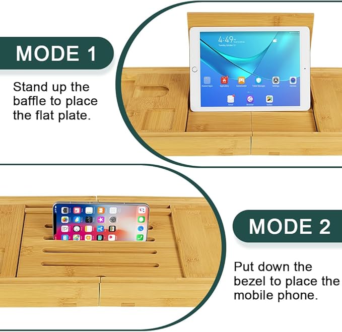 Bamboo Bathtub Tray Expandable Bath Table Tray Bathtub Caddy for Relaxing SPA Bathroom Accessories for House Warming Shower - Bloomnest