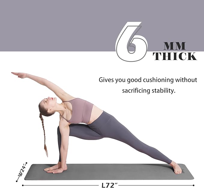 Yoga Mat Non Slip, Pilates Fitness Mats, Eco Friendly, Anti-Tear 1/4" Thick Yoga Mats for Women, Exercise Mats for Home Workout with Carrying Sling and Storage Bag - Bloomnest