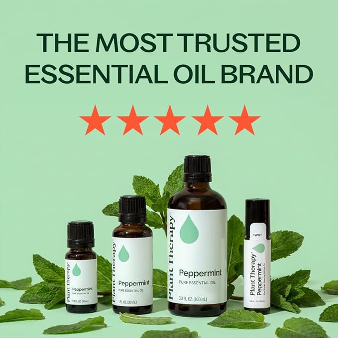 Plant Therapy Peppermint Essential Oil 30 mL (1 oz) 100% Pure, Undiluted, Natural Aromatherapy for Diffuser & Topical Use, Relaxation, Digestion, Respiratory, & Massage, Peppermint Oil for Skin & Hair PlantTherapy