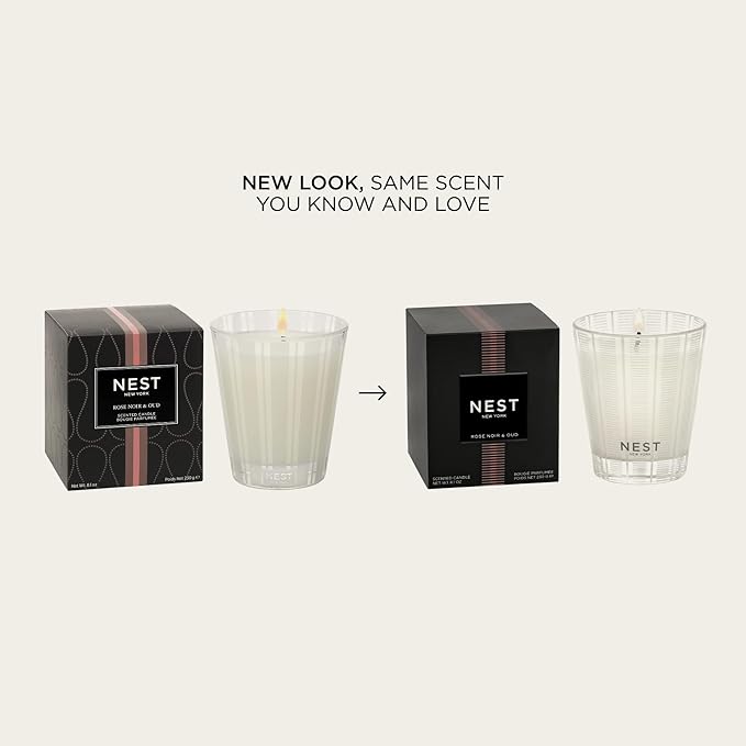 NEST New York Scented Classic Candle, Rose Noir & Oud - 8.1 oz - Up to 60-Hour Burn Time - Reusable Glass Vessel - Bloomnest
