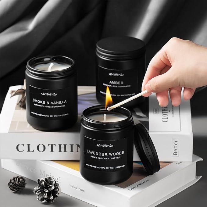 Scented Candles for Men, 6-Pack Candles for Home Scented, 42oz, 300 Hours Burning Time Long-Lasting Aroma — The Masculine Men Candle, Perfect for Boyfriend, Him, Father Aromatherapy Gift - Bloomnest