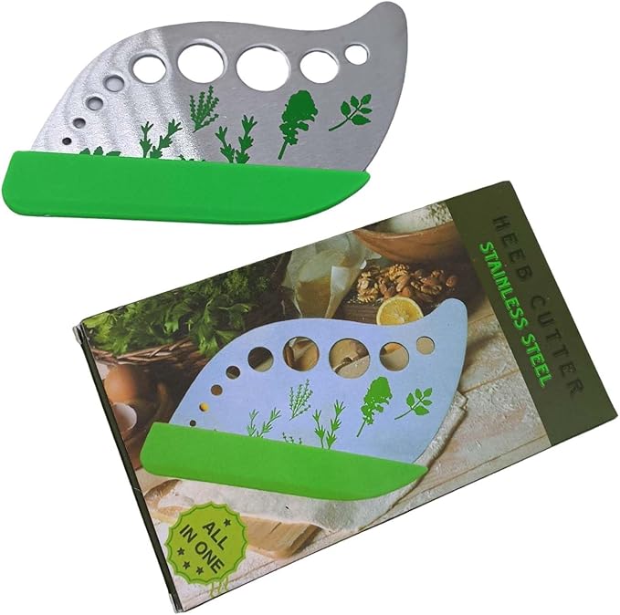 Herb Stripper Tool with 9 Sizing Holes Food-Grade Stainless Steel Leaf Remover for Cooking, Compact Kitchen Gadget with Blade & Safety Cover for collards parsley cilantro goji - Bloomnest