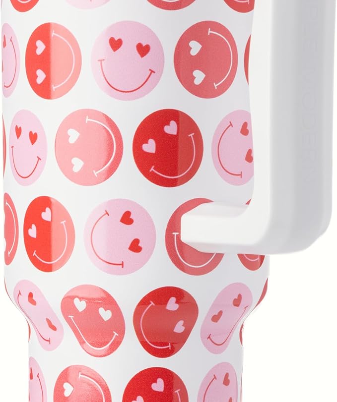 Simple Modern 40 oz Trek Tumbler with Handle and Straw Lid | Cup Holder Friendly Insulated Stainless Steel Travel Mug | Happy Heart Eyes SimpleModern