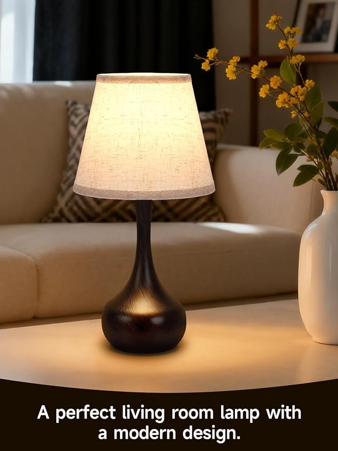 Touch Table Lamp for Bedroom Set of 2, Farmhouse 3-Way Dimmable Bedside Lamps for Nightstand with Fabric Shade, Lamps for Living Room，Desk Lamps for Home Office, Black Lamp for Bedroom - Bloomnest