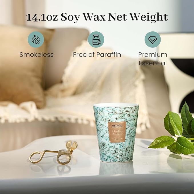 M&SENSE BambooStream Scented Candles for Home, Lead-Free Wick Highly Scented Jar Candles, 14.1 Oz 80 Hours Lasting Burning Candles Gifts for Women, Relaxing Aromatherapy Candle for Stress Relief - Bloomnest