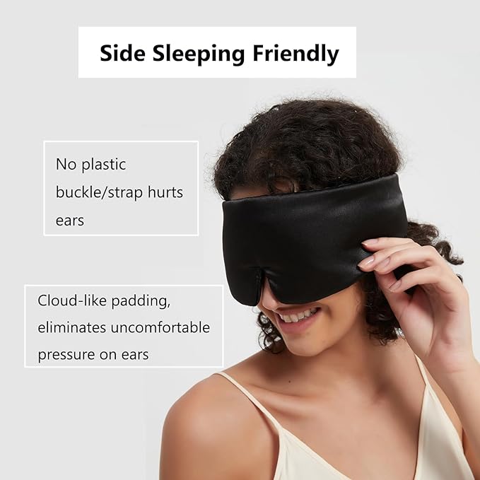 ALASKA BEAR Mulberry Silk Eye Mask, Wraparound Style Sleeping Mask and Ear Muff Blindfold for Full Blackout and Deep Sleep, Adjustable - Bloomnest