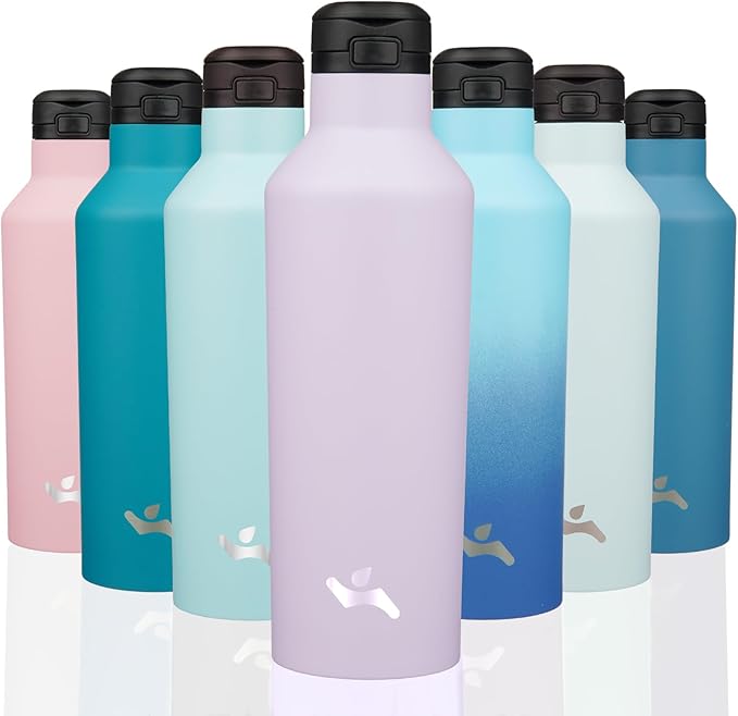 Insulated Water Bottle with Straw,25 OZ Double Wall Vacuum Stainless Steel Water Flask with 2 Lids,Purple - Bloomnest