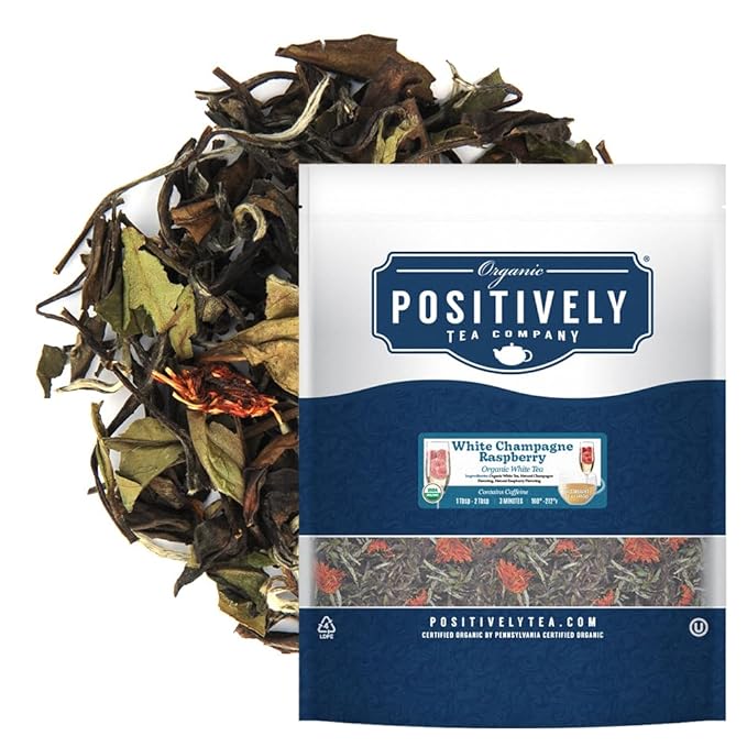 Organic Positively Tea Company, White Champagne Raspberry White Tea, Loose Leaf, 16 Ounce - Bloomnest