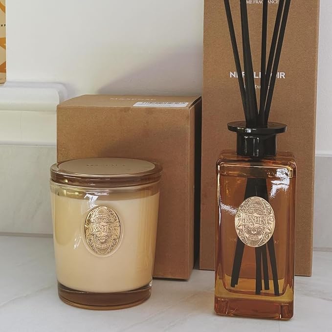 M&SENSE Natural Soy Candle | Cheer Champagne & Gold | 9.2 oz, 50H Burn Time | Luxury Scented Candle for Relaxation, Gifting, Home Décor | Ideal for Bedroom, Office, Party Ambiance - Bloomnest