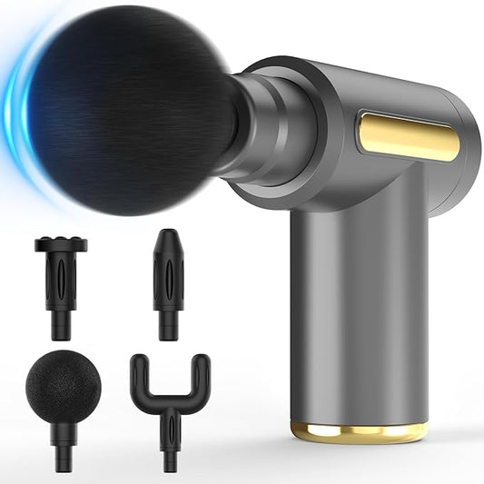 Massage Gun, Small Travel Tool, Massage Gun Deep Tissue,Percussion Handheld Portable Muscle Massager Tool for Full Body Pain Relief, Ideal Gifts for Men, Women(Gray) - Bloomnest
