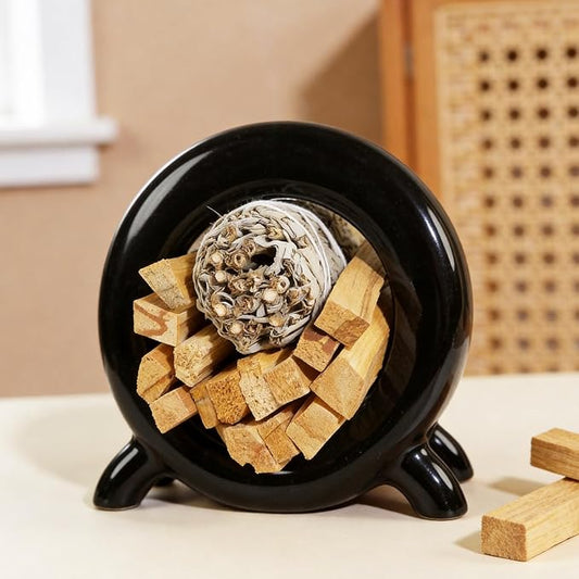 Ceramic Palo Santo Holder Incense Burner for Palo Santo & Sage Sticks, Energy Cleansing, Yoga, Meditation, Zen, Altar Decor & Aromatherapy - 5.5" L x 1.93" W x 5.3" H