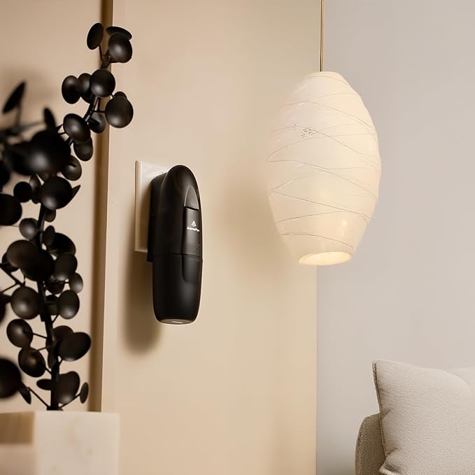 AromaPlan 5 Star Collection 2025 Plug in Diffuser (2 Fragrances Included)-Cold Air & Waterless Diffusers for Home & Office- Silent Wall Diffuser Plug in, Bluetooth App Control, 500 sq. ft (Black) - Bloomnest