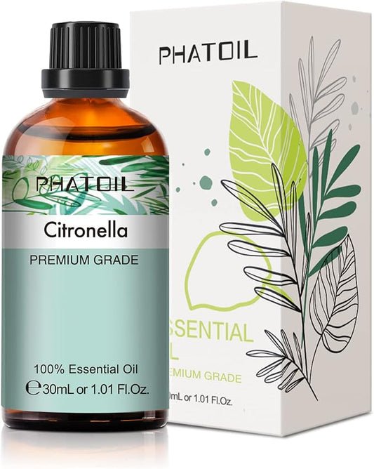 Citronella Essential Oil 1.01fl.oz/30ml, PHATOIL Premium Citronella Oils Long Lasting Scents for Aromatherapy, Diffuser, DIY Soap and Candle Making - Bloomnest