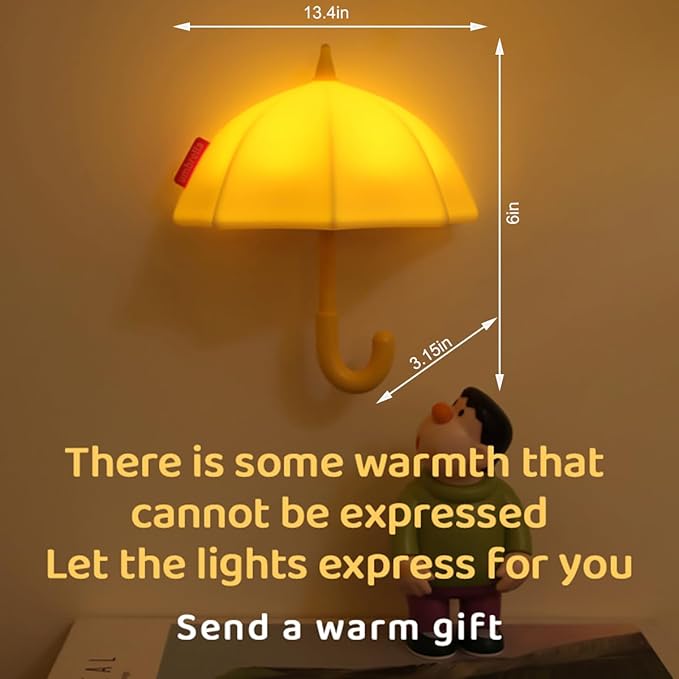 Umbrella Night Light for Kids,Light-Up Magnetic Fridge Lamp, Rechargeable Silicone Lamp for Baby Nursery,3 Levels Dimmable 30 minute timer,Squishy Bedside Night Lamp for Bedroom Kitchen - Bloomnest