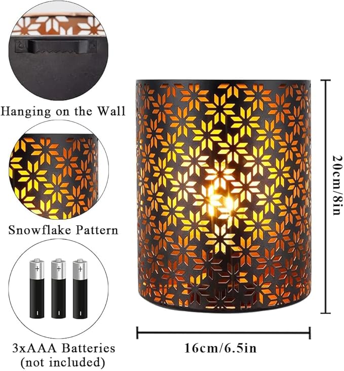 JHY DESIGN 8''H Battery Powered Lamp Vintage Wall Mount Lamp Metal Wall Sconce Lighting with LED Edison Style Bulb and 6-Hours Timer Wall Decor for Bedroom Living Room Hallway - Bloomnest