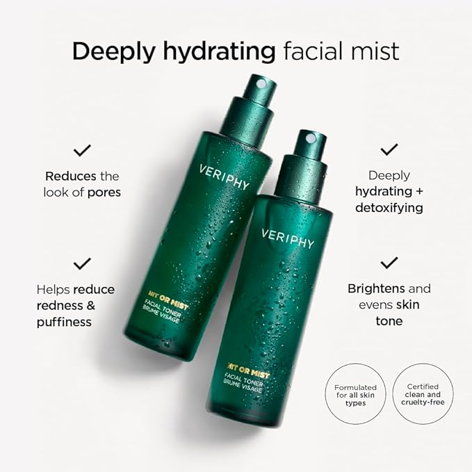Veriphy Hit or Mist Facial Toner | Ultra-Luxe Hydrating Mist | Soothes & Revives Skin for All Skin Types | Alcohol-Free | Boost Your Skincare Routine | Moisturizing Toner for face - Bloomnest