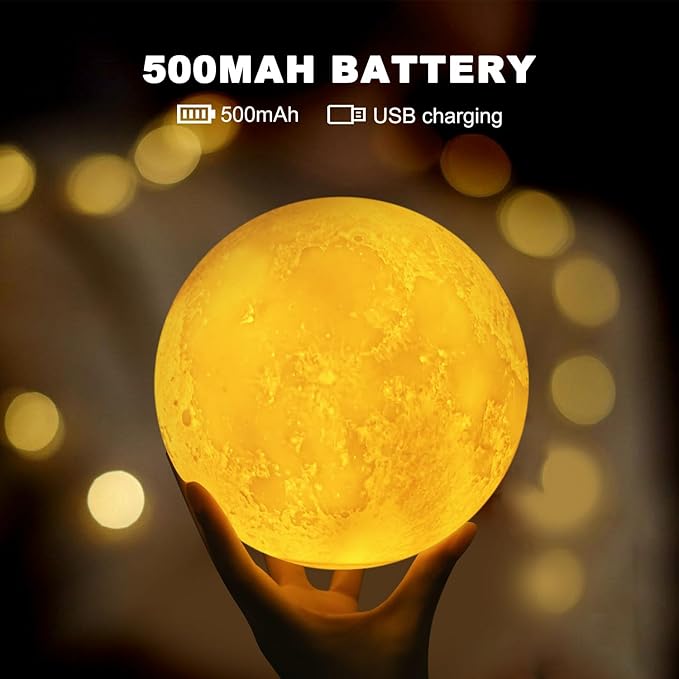 Moon Lamp, 6 Inch Sliding Control Moon Light, Kids Night Light, 16 Colors Moon Night Light with Unique Stand, Timing, USB Rechargeable, Room Decor, Christmas Birthday Gifts for Kid Women Friends Lover - Bloomnest