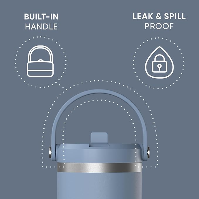 Hydrapeak Nomad 32 oz Tumbler with Handle and Straw Lid, Leakproof, Double Insulated, 32oz Cup Stainless Steel (Modern Blue) - Bloomnest