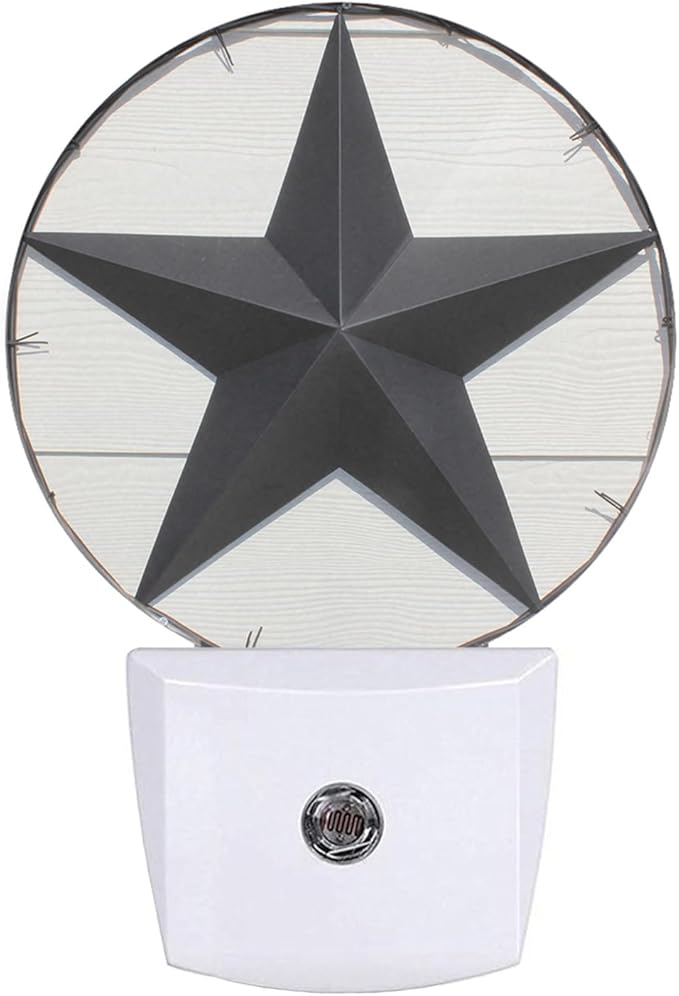 EKOBLA Texas Star Night Lights Plug into Wall Vintage Western Style Retro Star American Led Plug-in Nightlights with Dusk to Dawn Sensor for Home Bedroom Stairway Hallway Kitchen - Bloomnest