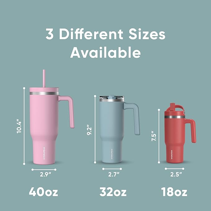 Hydrapeak Voyager 40 oz Tumbler with Handle and Straw Lid | Reusable Stainless Steel Water Bottle Travel Mug Cupholder Friendly | Insulated Cup (Alpine) - Bloomnest