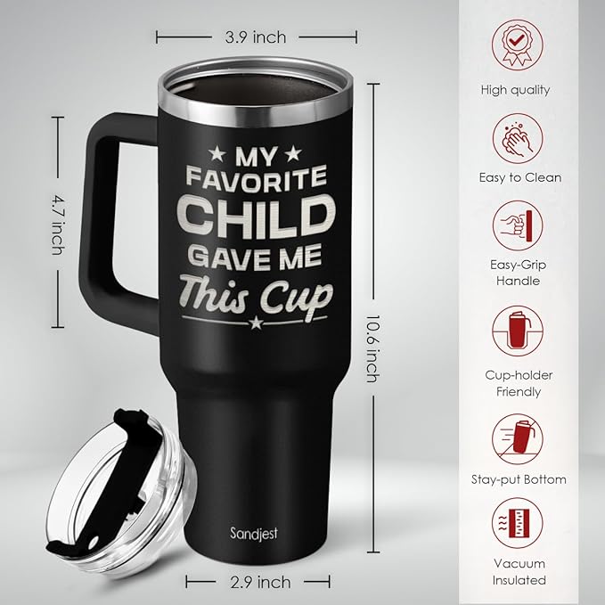 SANDJEST Dad Gift from Daughter, 40oz Stainless Steel Insulated Coffee Tumbler With Lid & Straw, Travel Cup Gift for Dad, Christmas Birthday Father's Day - Bloomnest