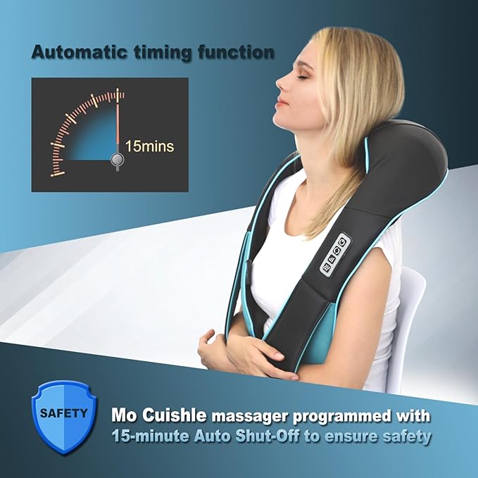 Mo Cuishle Shiatsu Back Shoulder and Neck Massager with Heat, Electric Deep Tissue 4D Kneading Massage, Best Gifts for Women Men Mom Dad, Fathers Day, Mothers Day, Christmas Gifts - Bloomnest