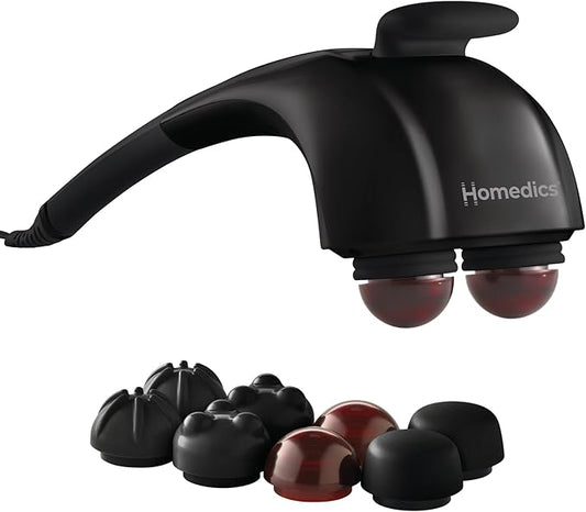 Homedics Handheld Back Massager, Dual Heated Nodes, Neck, and Body Percussion Massager with Interchangeable Nodes to Release Back, Neck, Shoulder Leg and Foot Tension - Bloomnest