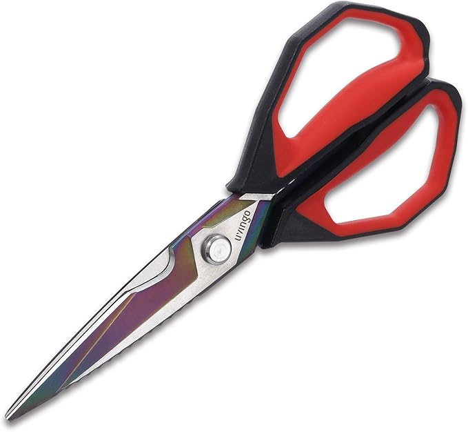 LIVINGO Sharp Kitchen Scissors for Food - Titanium Coated Forged Stainless Steel Heavy Duty Shears All Purpose for Cooking Utility Cutting Poultry Turkey Bone, Meat, Dishwasher Safe, 9 Inches - Bloomnest