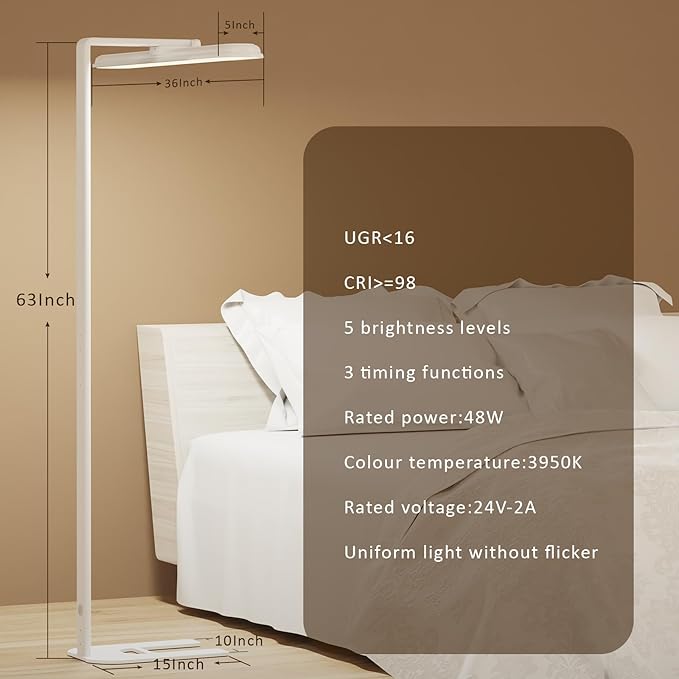 LED Desk Lamp for Home Office, Double Head Desk Lamp,24W Dimmable Desk Light 5 Color 5 Brightness Levels Office Lamp, Adjustable Gooseneck Office Light Eye Protection (White-Large Desk lamp) - Bloomnest