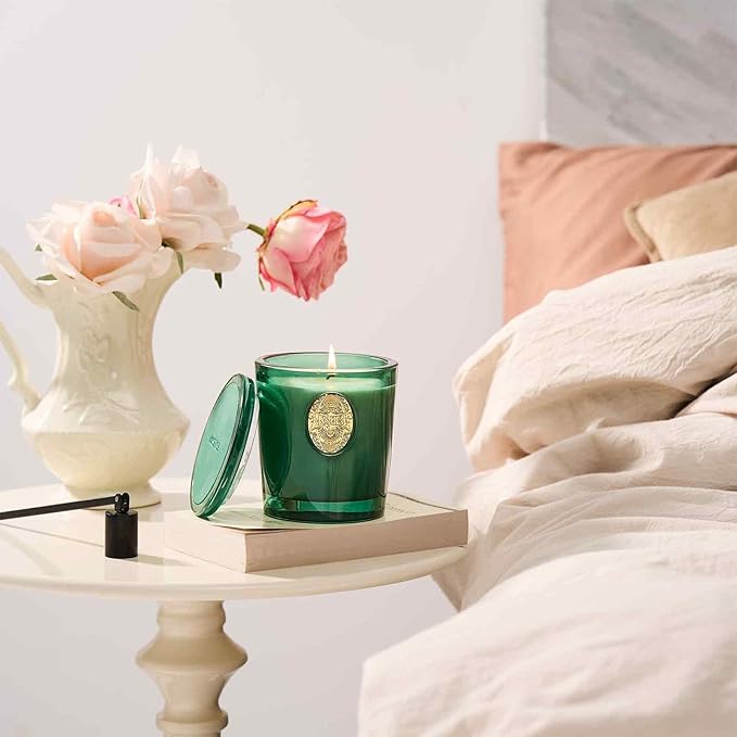 M&SENSE Natural Soy Candle | Eucalyptus Cedarwood& Emerald Green | 9.2 oz, 50H Burn Time | Luxury Scented Candle for Relaxation, Gifting, Home Décor | Ideal for Bedroom, Office, Party Ambiance - Bloomnest