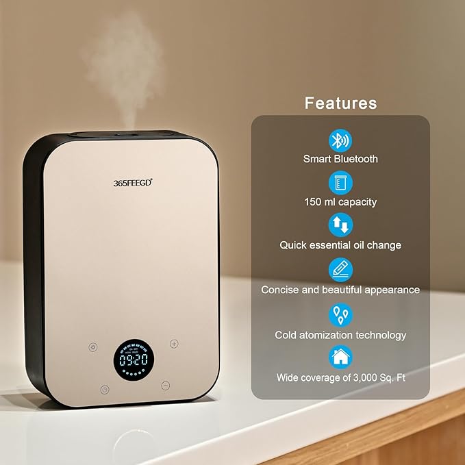 Aromatherapy Diffuser, Waterless Diffuser for Home Use, Simple and Intelligent Essential Oil Diffuser, Large Capacity Diffuser, Large Space Atomized Diffusion System (Black Gold) - Bloomnest