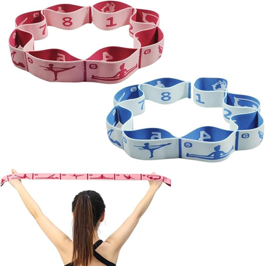Elastic Yoga Stretching Strap with Loops, CEILIWEN Stretch Straps For Physical Therapy, Pilates Stretch Band, Elastic Exercise Bands, Leg Stretching Strap, Stretch Resistance Bands For Exercise - Bloomnest