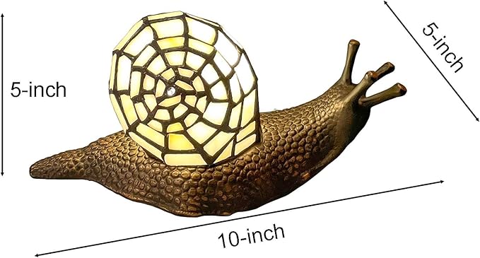 Bieye L10988 Land Snail Tiffany Style Stained Glass Accent Table Lamp for Home Decoration (White, 10" D x 5" W x 5" H) - Bloomnest