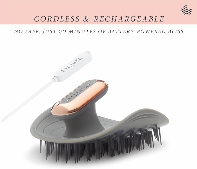 MANTA Pulse Electric Scalp Massage Brush – Wet Exfoliating Scalp Massager, Shampoo Brush for Hair Growth with Shower Holder, Grey MantaHair